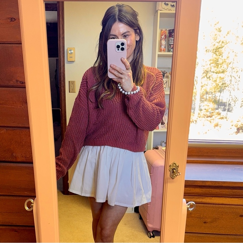 Express Pink Cable Knit Sweater